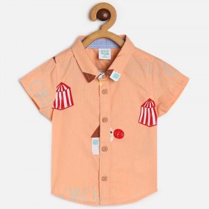 Miniklub Baby Boys Printed Pure Cotton T Shirt- 18-24m, Peach